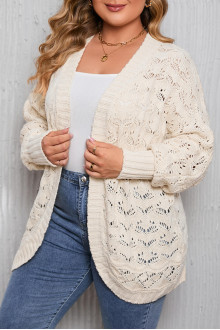 Soft knit plus size cardigan in creamy white