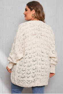 Soft knit plus size cardigan in creamy white