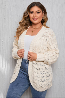 Soft knit plus size cardigan in creamy white