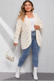 Soft knit plus size cardigan in creamy white