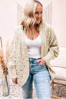 Soft knit plus size cardigan in creamy white