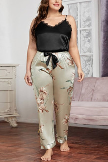 Satin plus size pant and top set