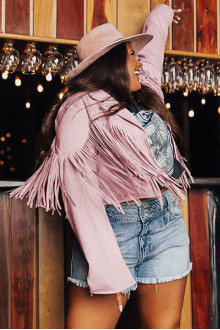 Fringe plus size jacket