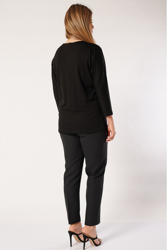 Луксозен черен макси панталон с класическа кройка