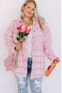 Transitional plus size coat in pink check