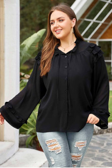 Loose black women's plus size shirt