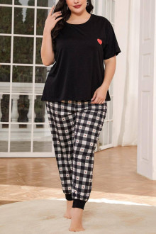 Plus size Pajamas - Heart Plaid Home Set