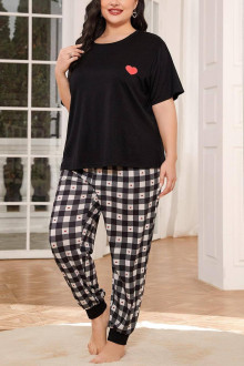 Plus size Pajamas - Heart Plaid Home Set