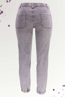 Ash gray plus size jeans with elasticated waist and legs