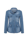 Denim plus size jacket with zipper