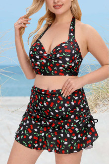 Retro-style maxi half-skirted bikini bottoms