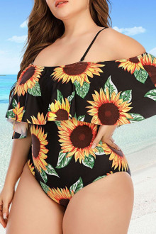 Sunflower caribbean style one piece plus size swimsuit