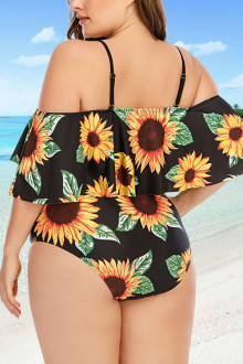 Sunflower caribbean style one piece plus size swimsuit