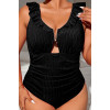 Luxurious shaping one piece plus size swimsuit with curls in black