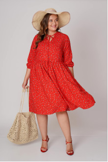 Red plus size dress with floral print