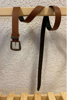 Brown plus size belt with metal buckle