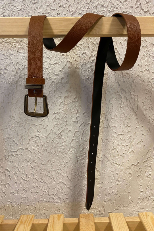 Brown plus size belt with metal buckle