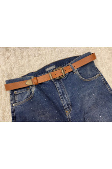 Brown plus size belt with metal buckle