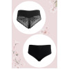 High-waisted Brazilian cotton with lace in black