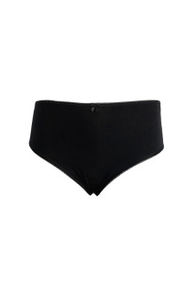 High-waisted Brazilian cotton with lace in black