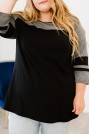 Maxi tunic in black and gray with 3/4 sleeves