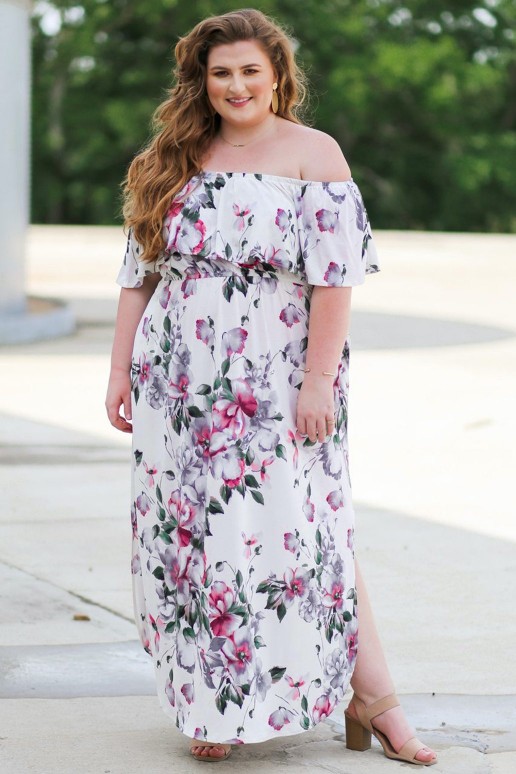 Long summer plus size dress with flowers