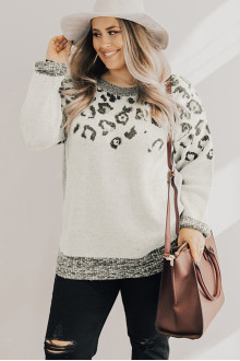 Plus size sweater-tunic with discreet leopard print