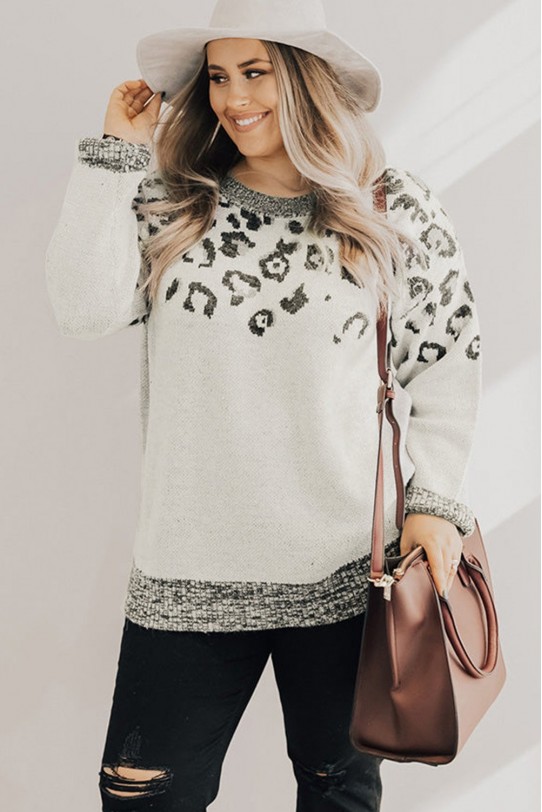 Макси пуловер-туника с дискретна леопардова шарка
