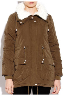 Winter brown maxi jacket with white lining