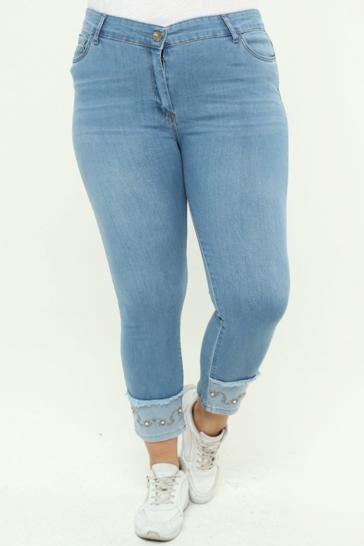 Cropped light maxi jeans with half hem