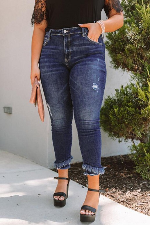 Plus size jeans with disheveled legs