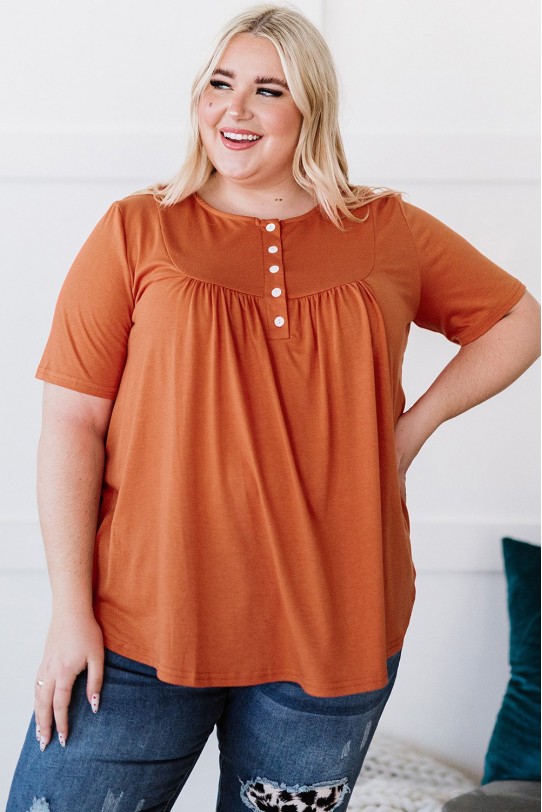 Оранжева макси блуза с къс ръкав и набор