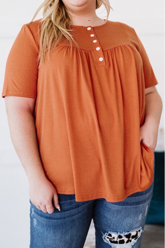Оранжева макси блуза с къс ръкав и набор