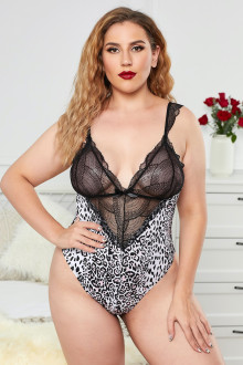 Plus size sexy body white leopard