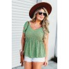 Green summer maxi blouse with small flowers