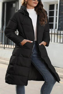 Sheer Long Black Puffer plus size Jacket