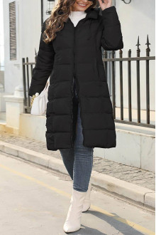 Sheer Long Black Puffer plus size Jacket