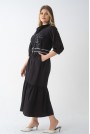 Луксозна черна макси рокля с колан и бродерия