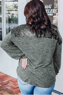 Plus size Gray blouse with fine black sequins