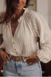 White cotton lace plus size shirt