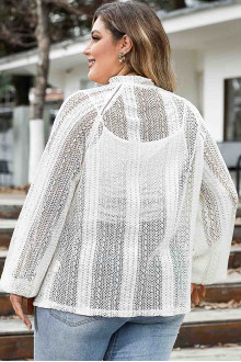 White cotton lace plus size shirt