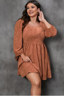 Brown plus size dress with brown neckline and back