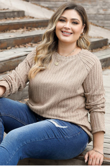 Beige plus size blouse with textured fabric