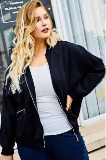 Black slim plus size jacket with wings decoration of fine sequins