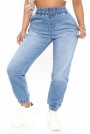 Plus size jeans with elastic waist and Italian pockets