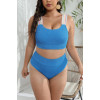 Textured plus size bikini bottoms in blue