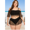 Women's half-length plus size swimsuit with fine tulle on tiny hearts