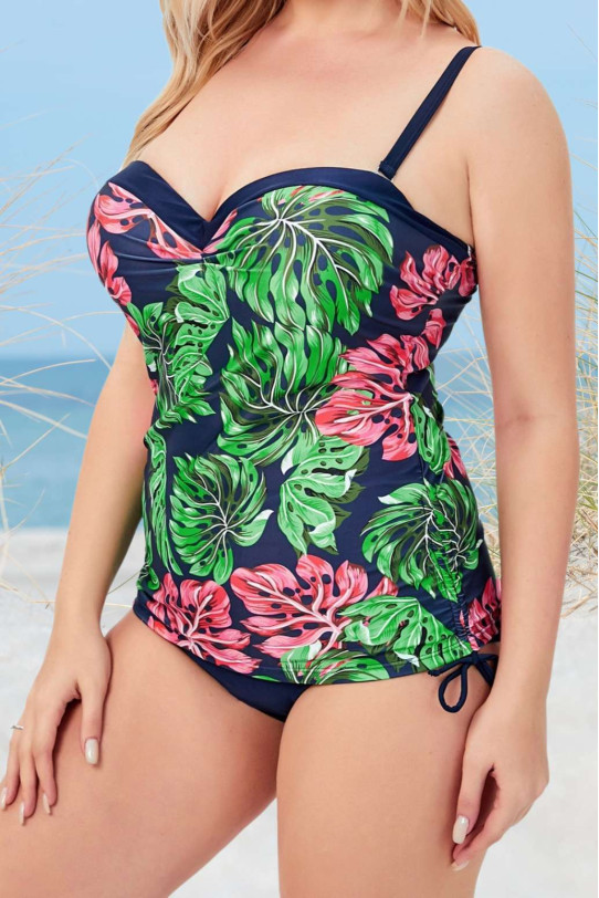 Two-piece plus size tankini with sweetheart neckline and sets