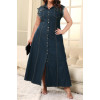 Stylish sleeveless long denim dress