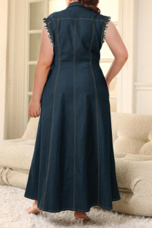 Stylish sleeveless long denim dress